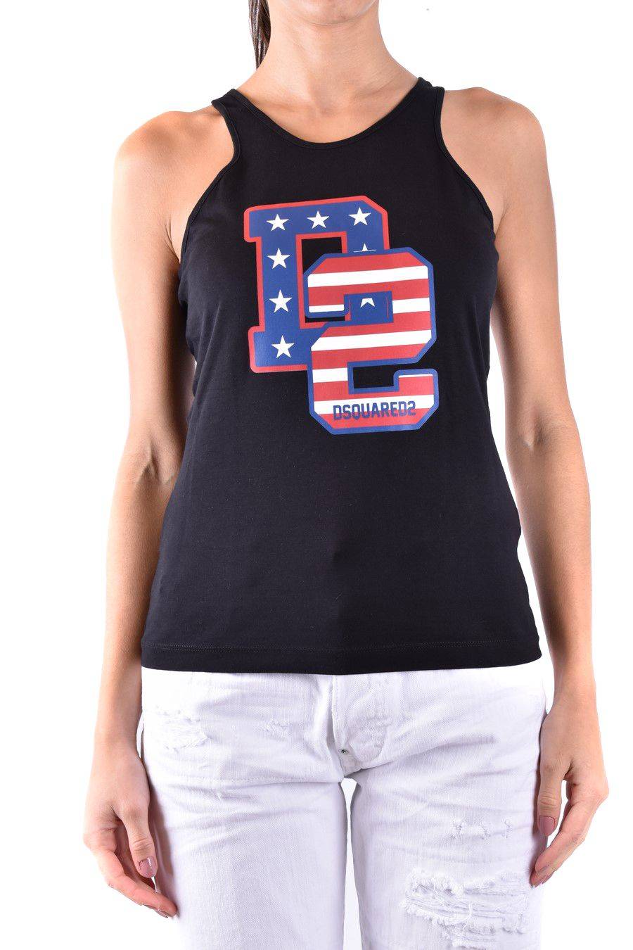 DSQUARED2  Top in Cotone Nero DSQUARED2 da Donna Offerte speciali