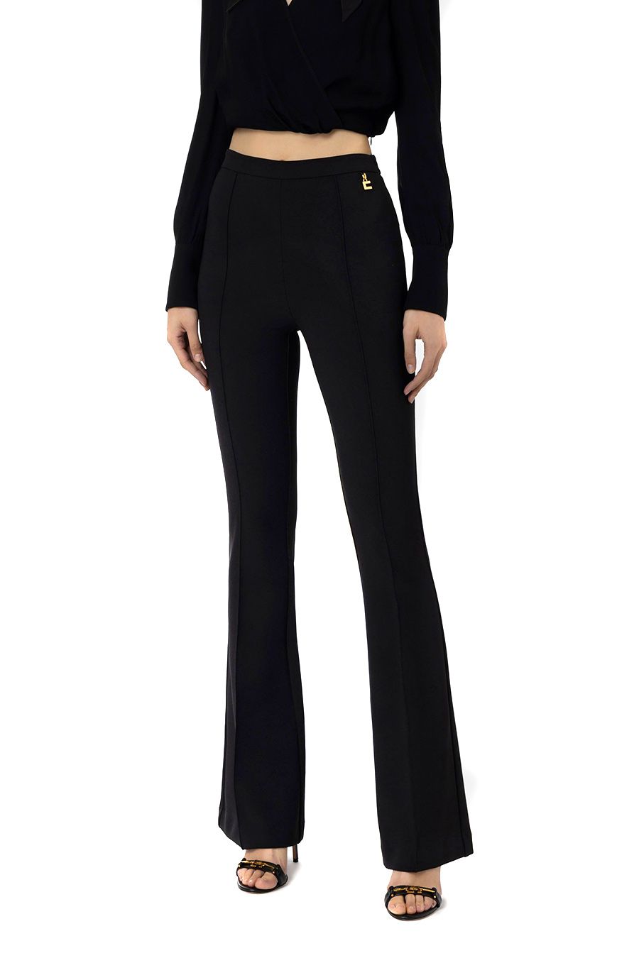ELISABETTA FRANCHI  Pantaloni Neri Donna Elisabetta Franchi - Mix di Poliestere Offerta settimanale