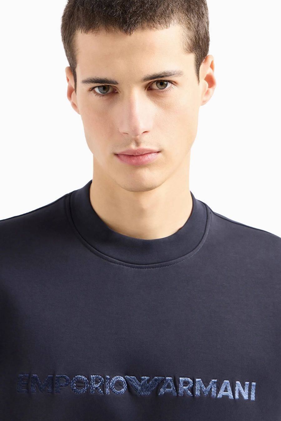 EMPORIO ARMANI  Felpa da Uomo Emporio Armani in Cotone Misto Azzurro Cielo Fino al 60% di sconto