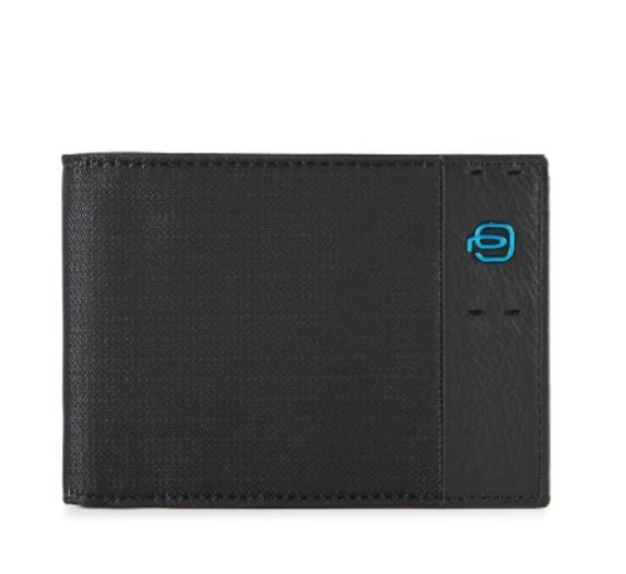 PIQUADRO  Portafoglio Piquadro in Pelle e Tessuto Nero - Accessorio Uomo