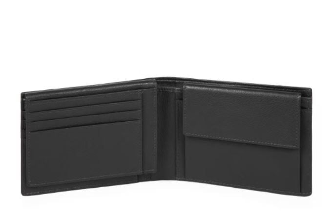 PIQUADRO  Portafoglio Piquadro in Pelle e Tessuto Nero - Accessorio Uomo Super sconto