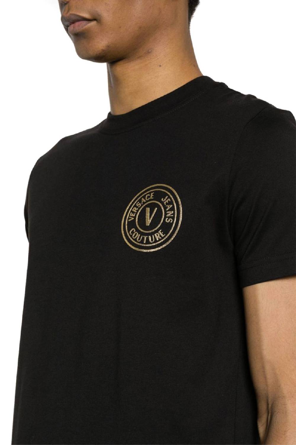 VERSACE JEANS COUTURE  T-Shirt in Cotone Nero Versace Jeans Couture Uomo Sconti questo mese