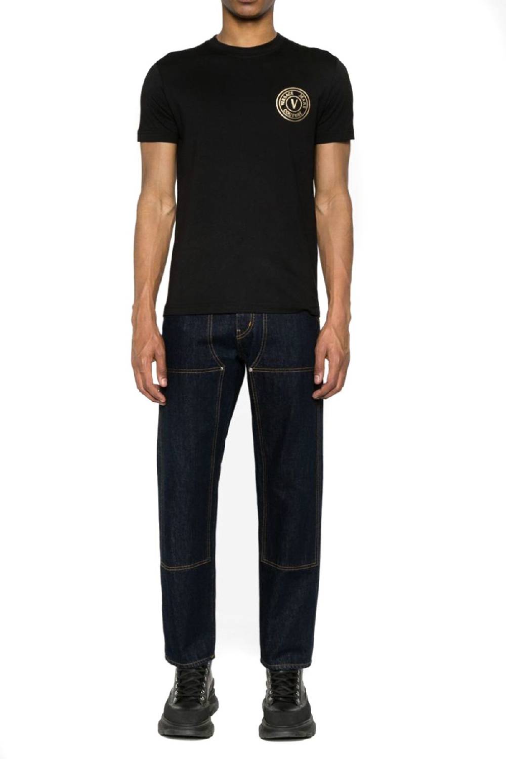 VERSACE JEANS COUTURE  T-Shirt in Cotone Nero Versace Jeans Couture Uomo Sconti questo mese