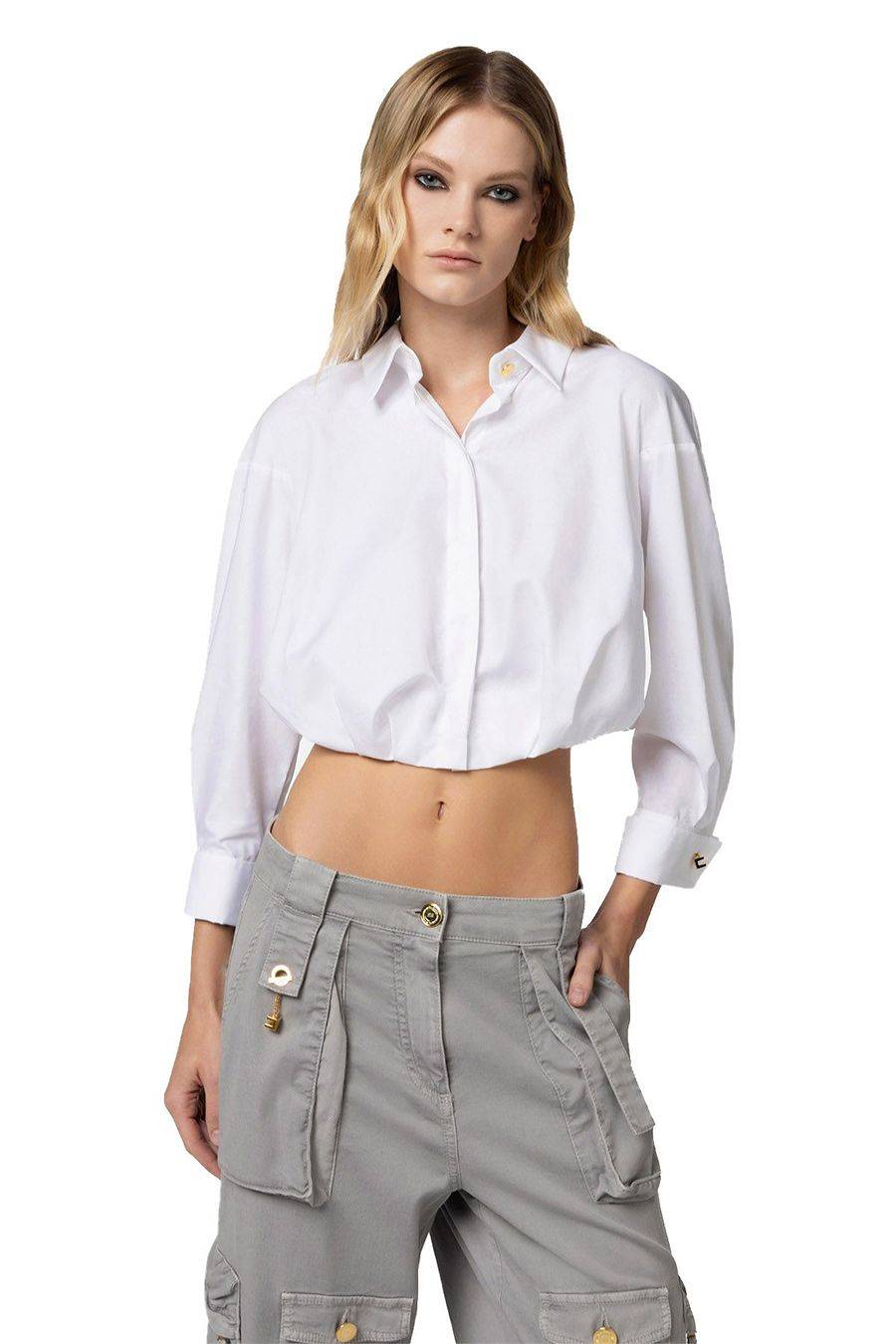 ELISABETTA FRANCHI  Camicia Bianca in Cotone di Elisabetta Franchi per Donna Italy