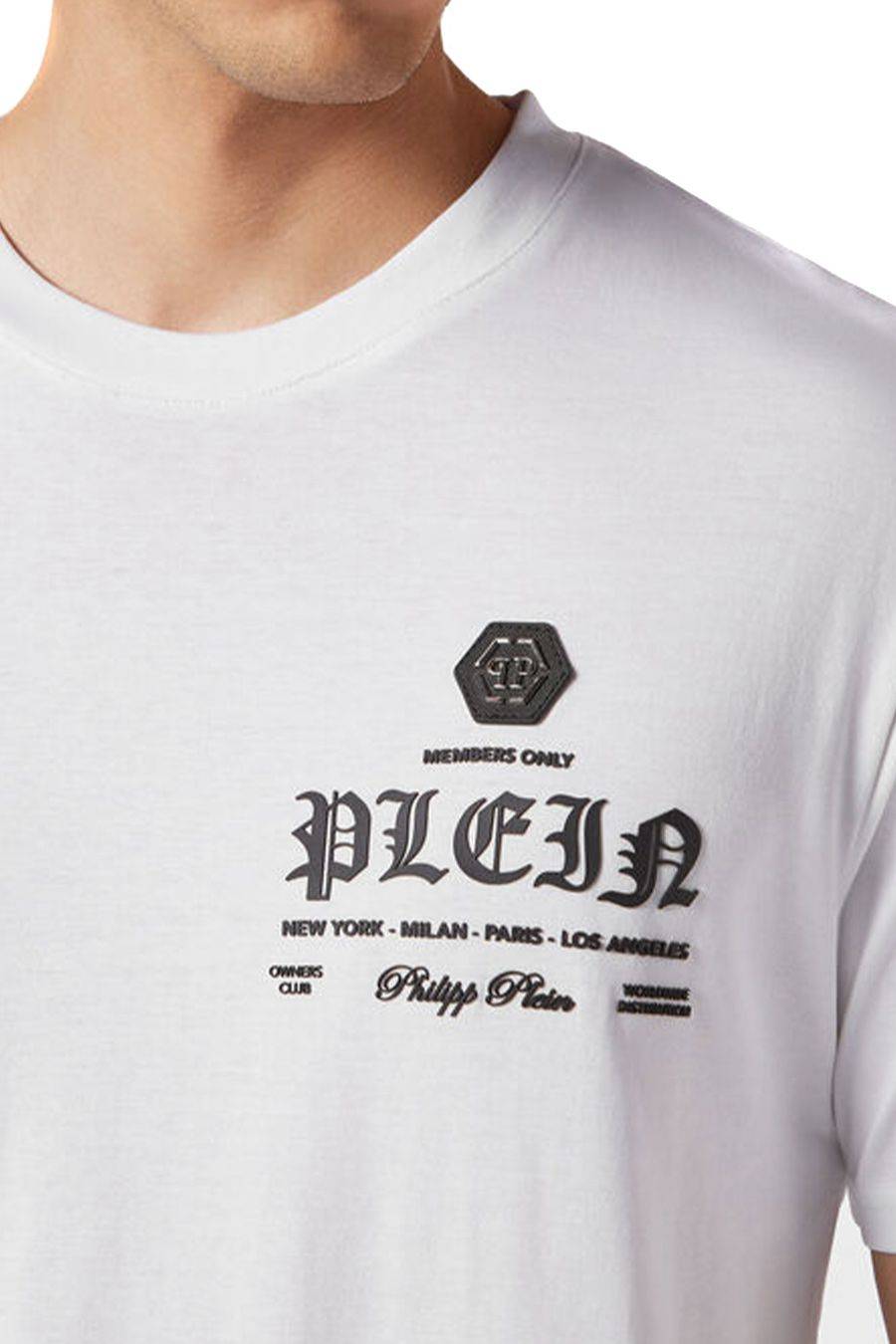 PHILIPP PLEIN  T-Shirt Uomo Philipp Plein Cotone Bianco MTK6842 In Linea
