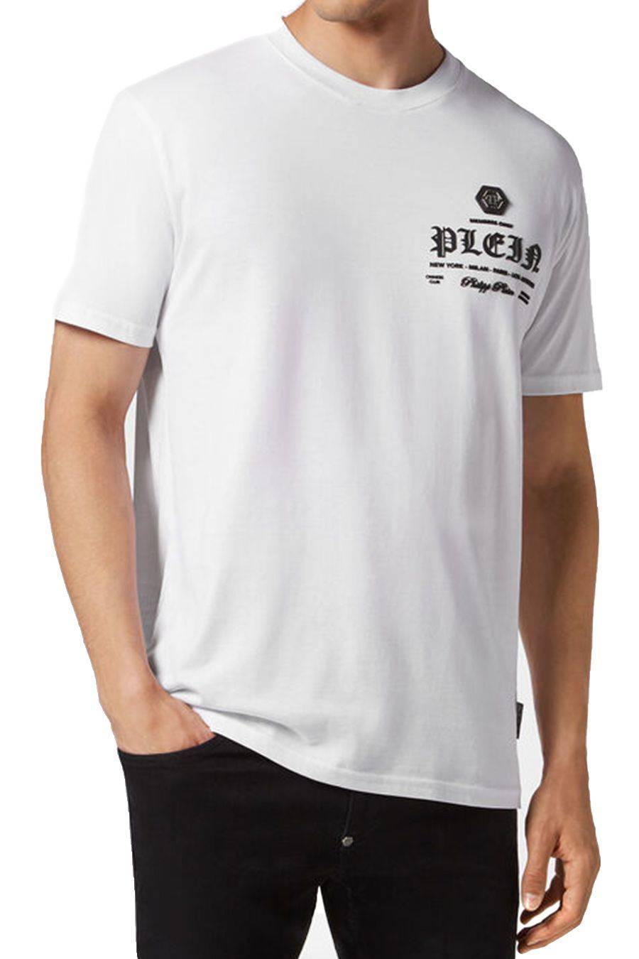 PHILIPP PLEIN  T-Shirt Uomo Philipp Plein Cotone Bianco MTK6842 In Linea