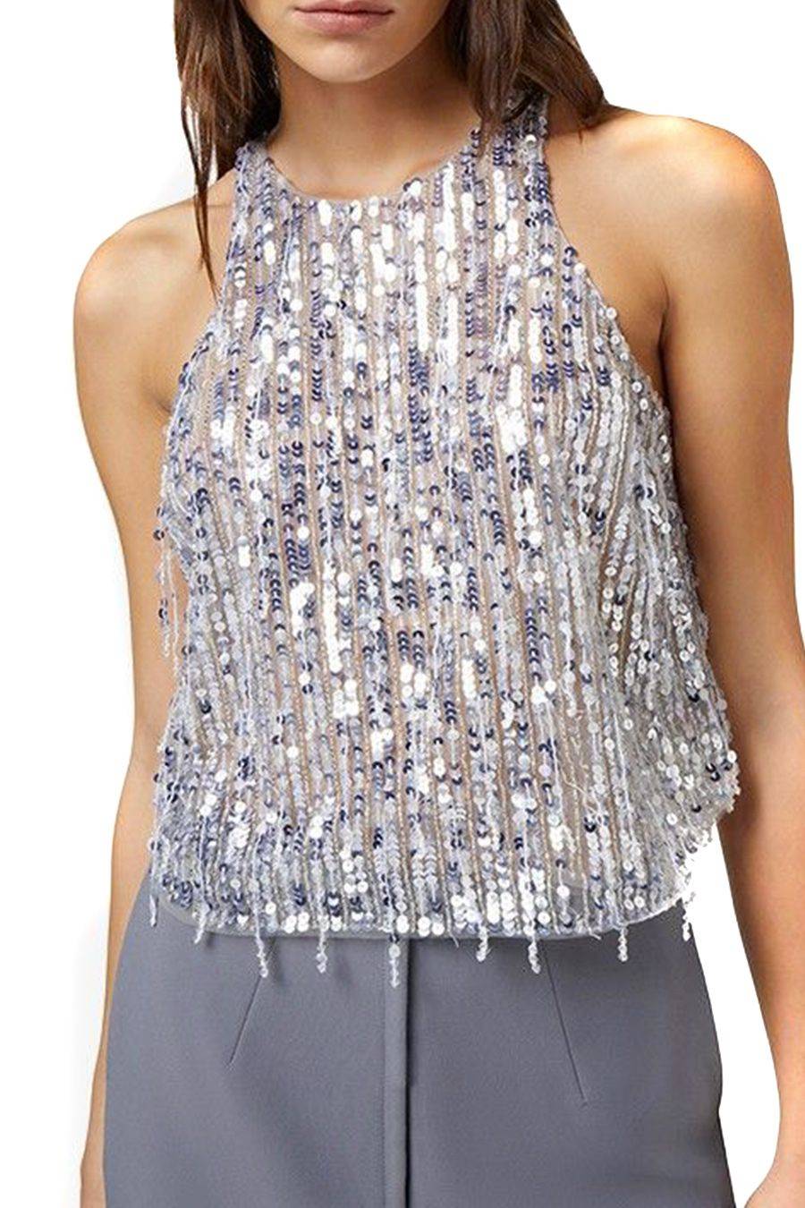 ELISABETTA FRANCHI  Blusa Argento Elisabetta Franchi - Top Poliestere Donna 100% Promozione Limitata