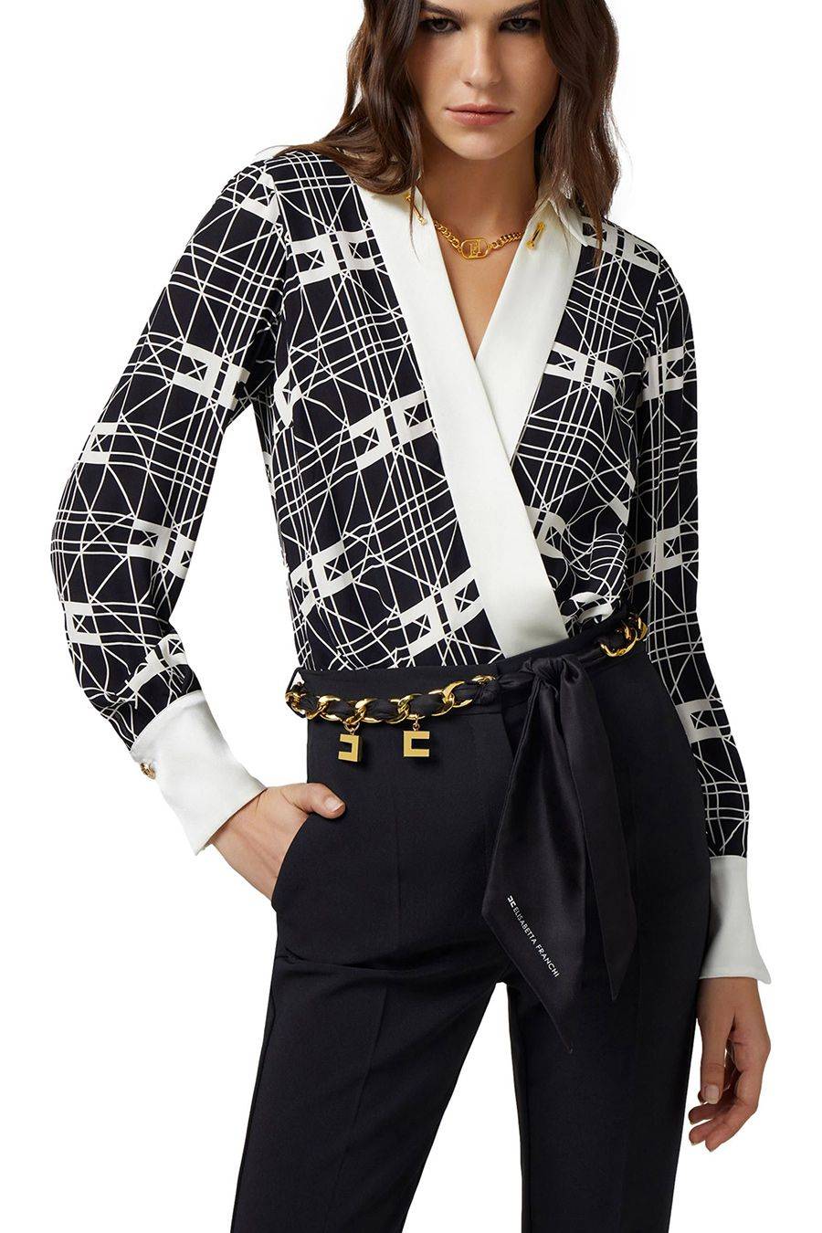 ELISABETTA FRANCHI  Camicetta Multicolore in Seta Elisabetta Franchi da Donna Sottocosto