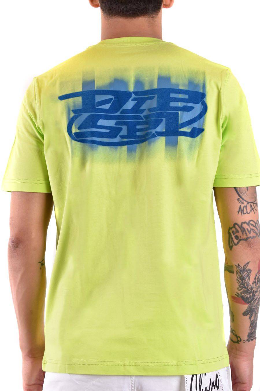 DIESEL  T-Shirt di Cotone Gialla Uomo Diesel A12271 0GRAI5KB Sconto