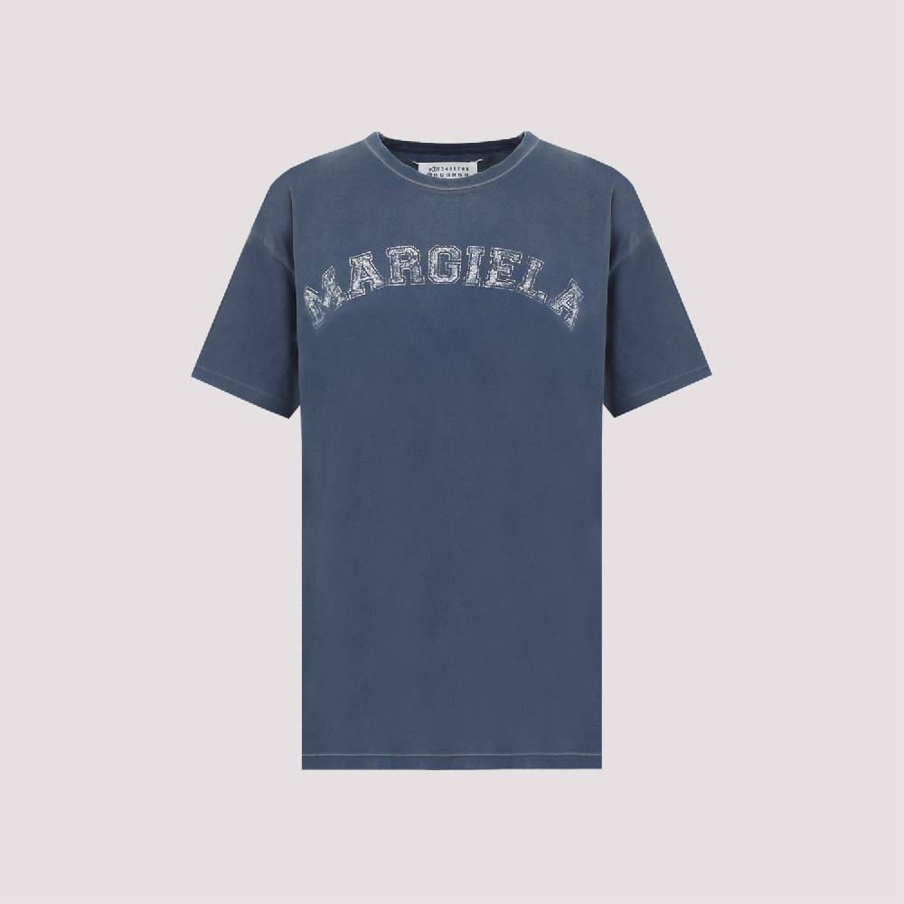 MAISON MARGIELA  T-Shirt di Cotone Blu Effetto Usato Maison Margiela Donna I Più Venduti