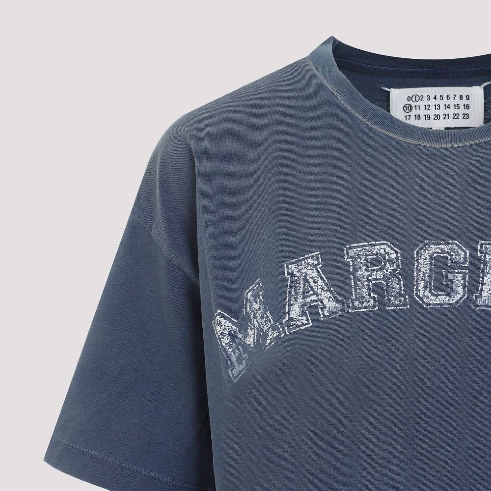 MAISON MARGIELA  T-Shirt di Cotone Blu Effetto Usato Maison Margiela Donna I Più Venduti