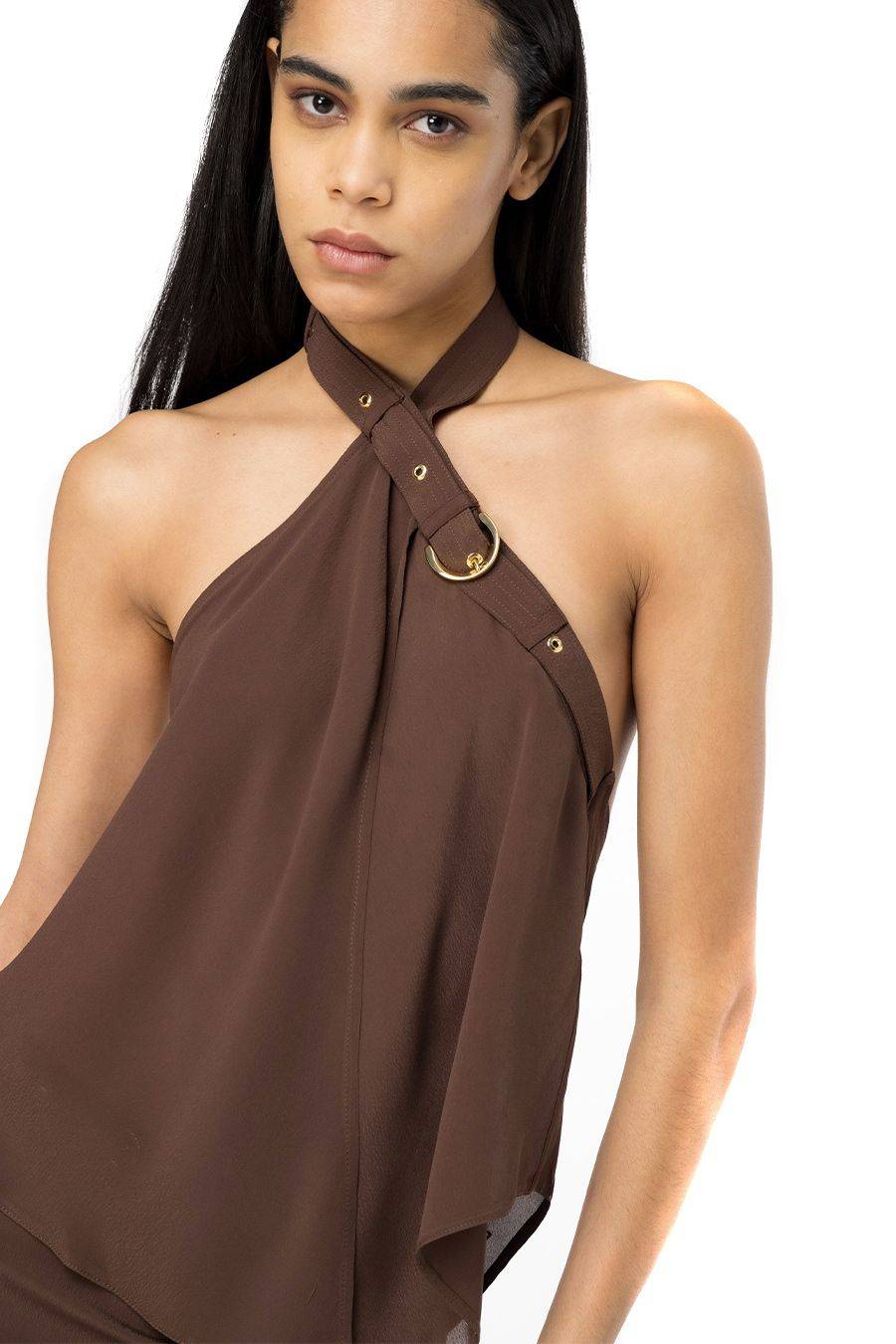 PINKO  Top Donna PINKO in Viscosa Marrone Negozio