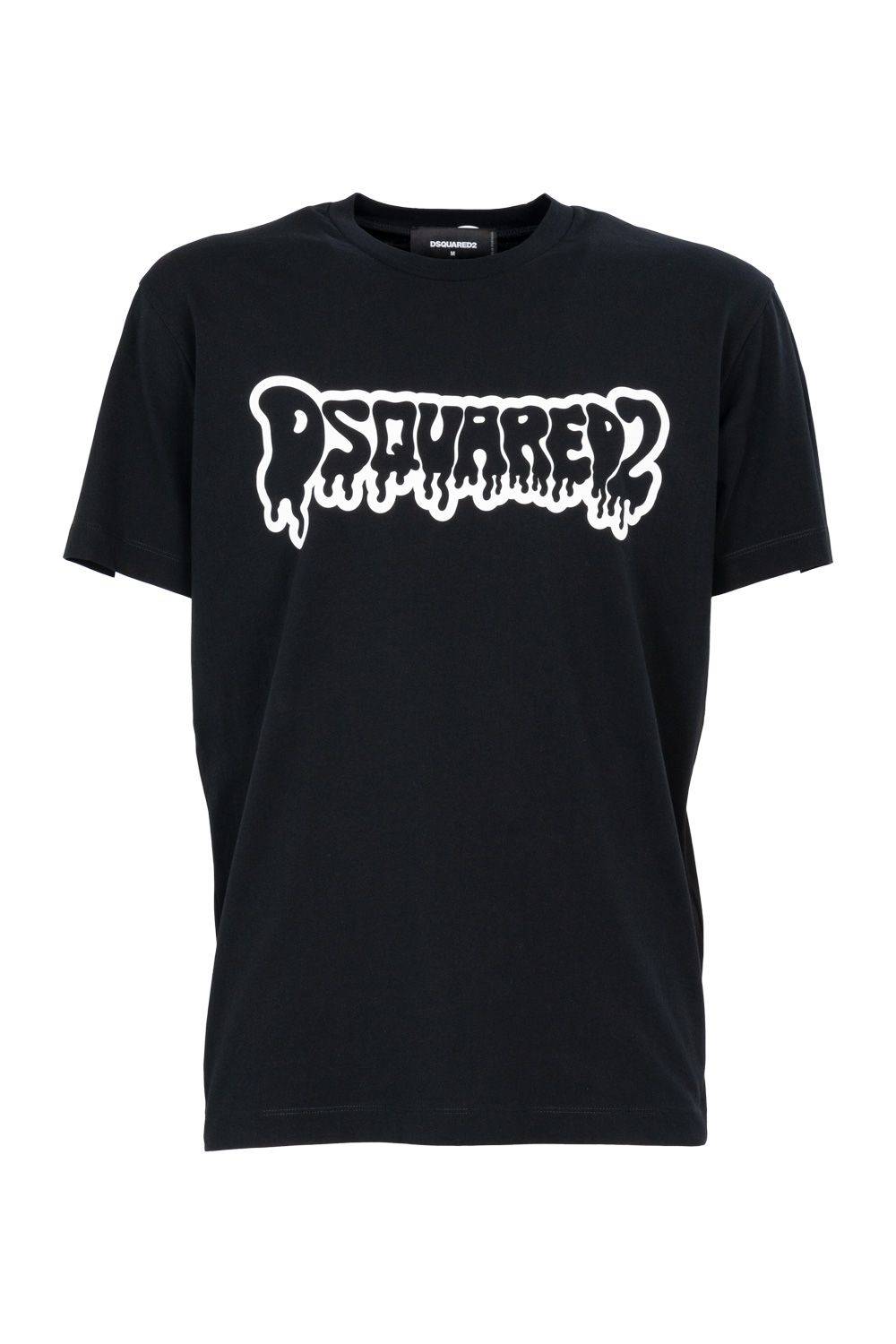 DSQUARED2  T-Shirt di Cotone Nero DSQUARED2 da Uomo Nuova