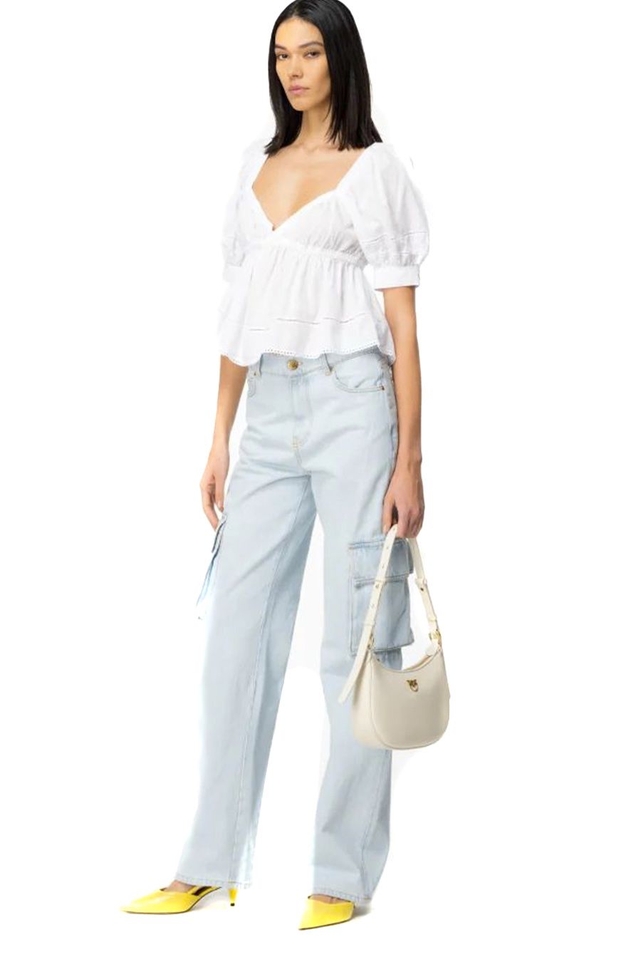 PINKO  Maglietta Bianca in Cotone da Donna PINKO Moda