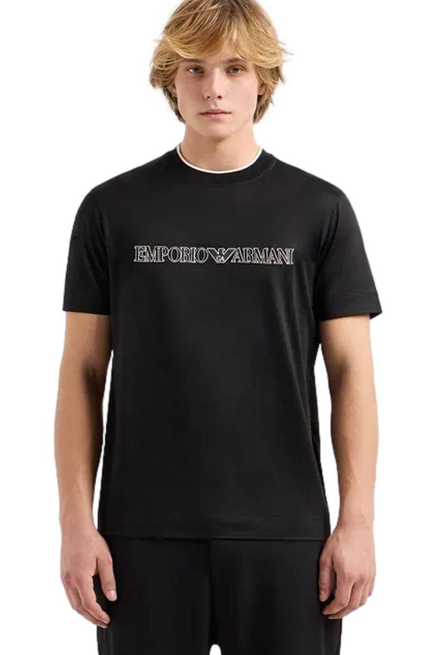 EMPORIO ARMANI  T-Shirt Emporio Armani Nera in Cotone Uomo 3D1TD4 Spedizione gratuita