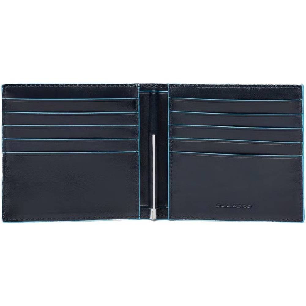 PIQUADRO  Portafoglio Uomo Piquadro in Pelle Blu - Design Sottile con 10 Scomparti per Carte Offerta Giorno del Papà
