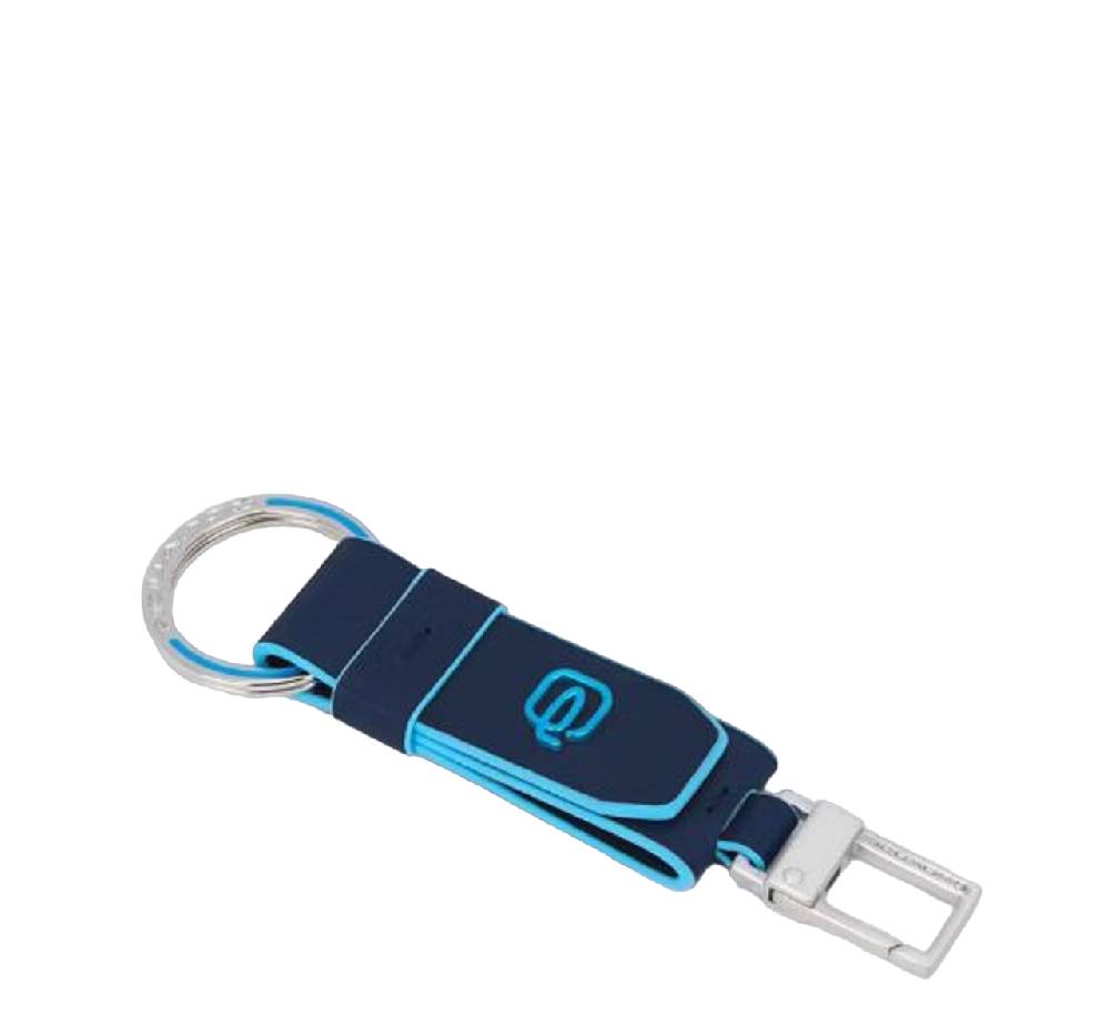 PIQUADRO  Portachiavi in Pelle Blu Piquadro - Elegante Portachiavi da Uomo Online Outlet