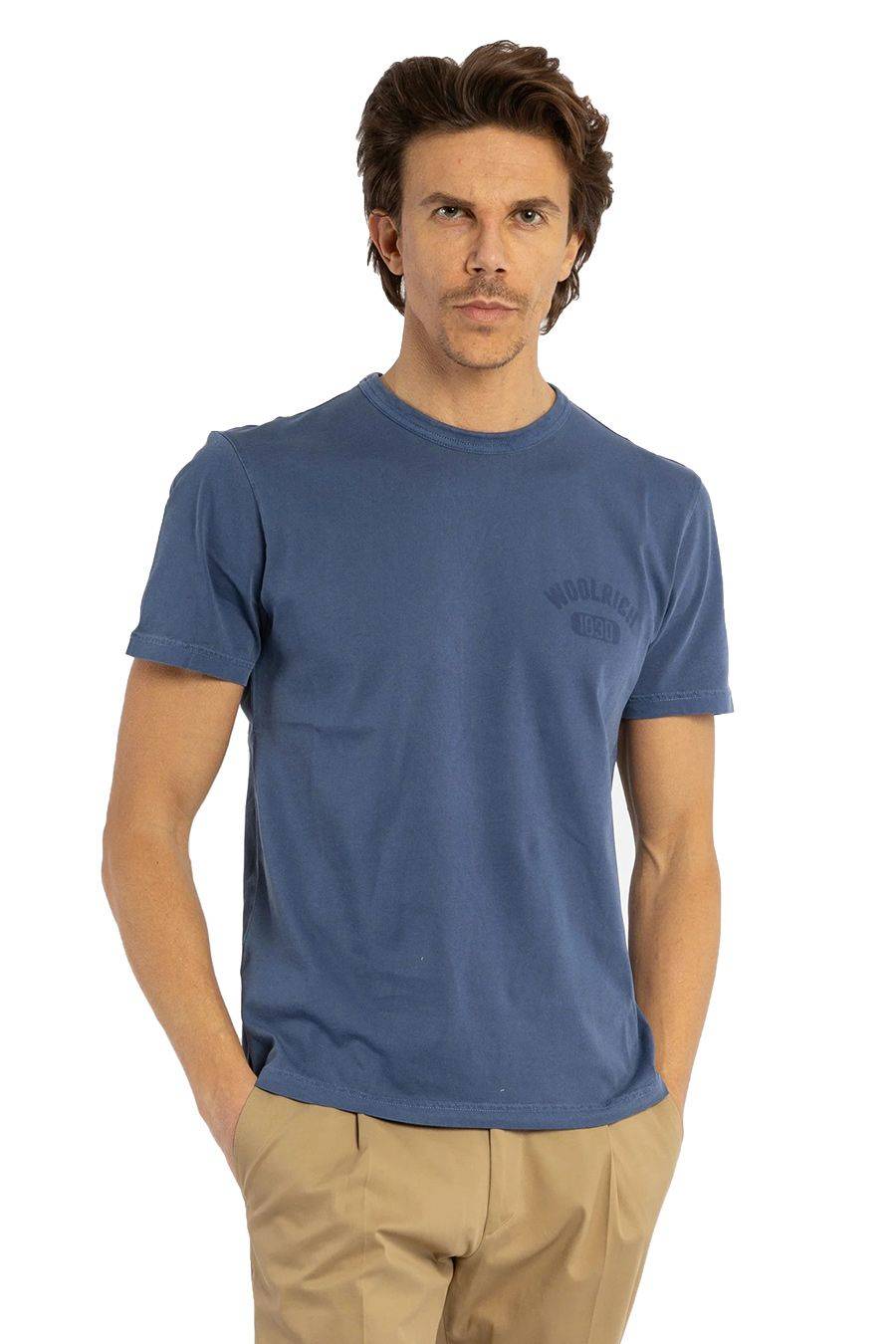 WOOLRICH  T-Shirt di Cotone Blu Woolrich da Uomo Ultimi due giorni