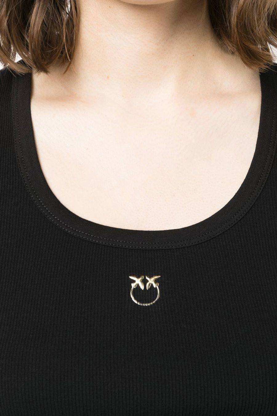 PINKO  Top Elasticizzato in Cotone Nero PINKO Donna Promozione temporanea