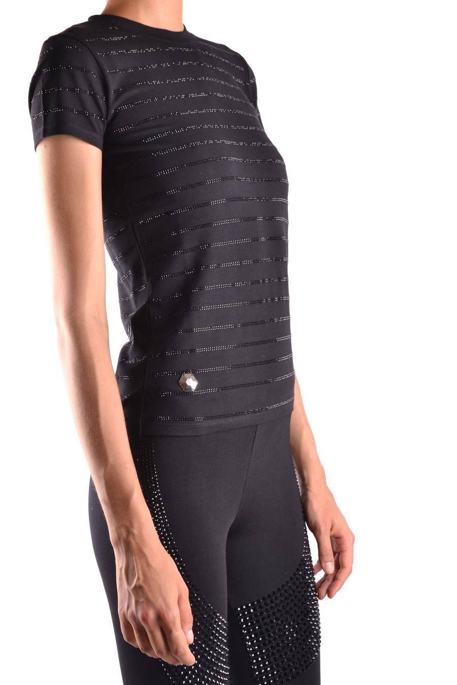 PHILIPP PLEIN  T-shirt Nera in Cotone Elasticizzato Philipp Plein Donna Only for today