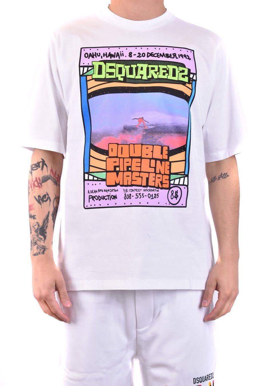 DSQUARED2  T-Shirt Uomo in Cotone Bianco DSQUARED2 Sostegno trimestrale