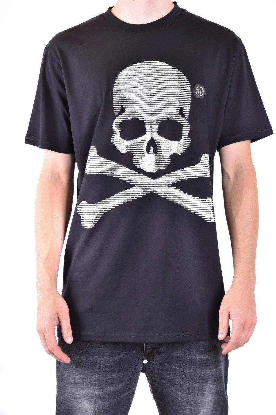 PHILIPP PLEIN  T-Shirt Nera in Cotone Philipp Plein Uomo Solo un giorno rimasto