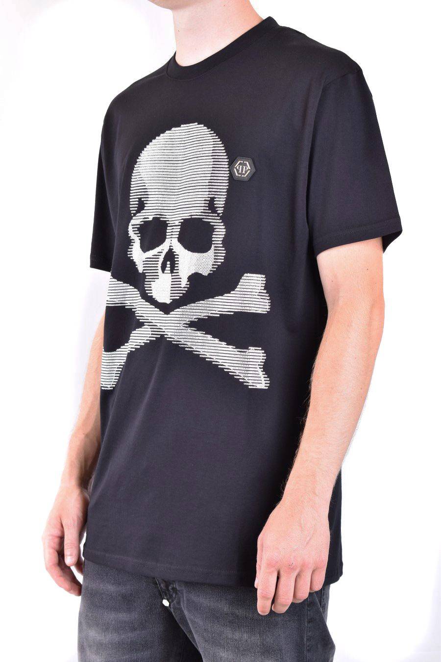 PHILIPP PLEIN  T-Shirt Nera in Cotone Philipp Plein Uomo Solo un giorno rimasto