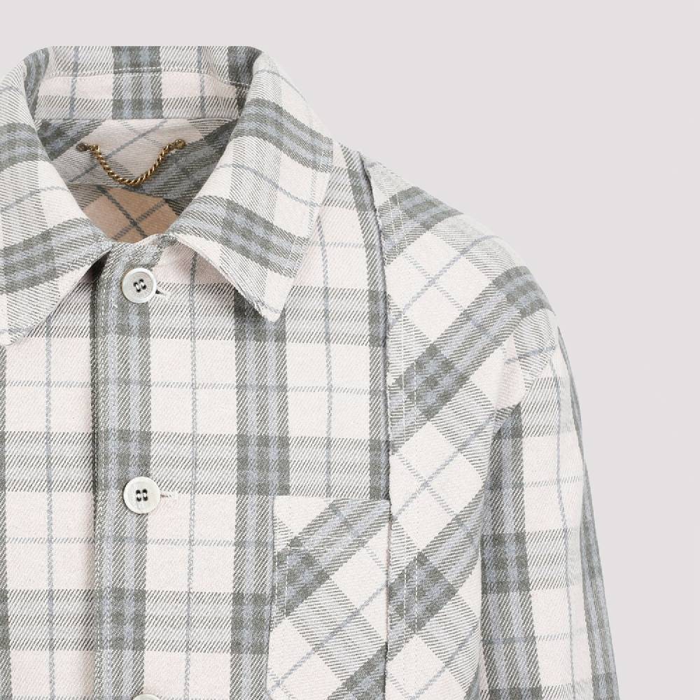 GOLDEN GOOSE  Camicia Uomo Quadri Ecru Verde in Cotone Golden Goose Promozione