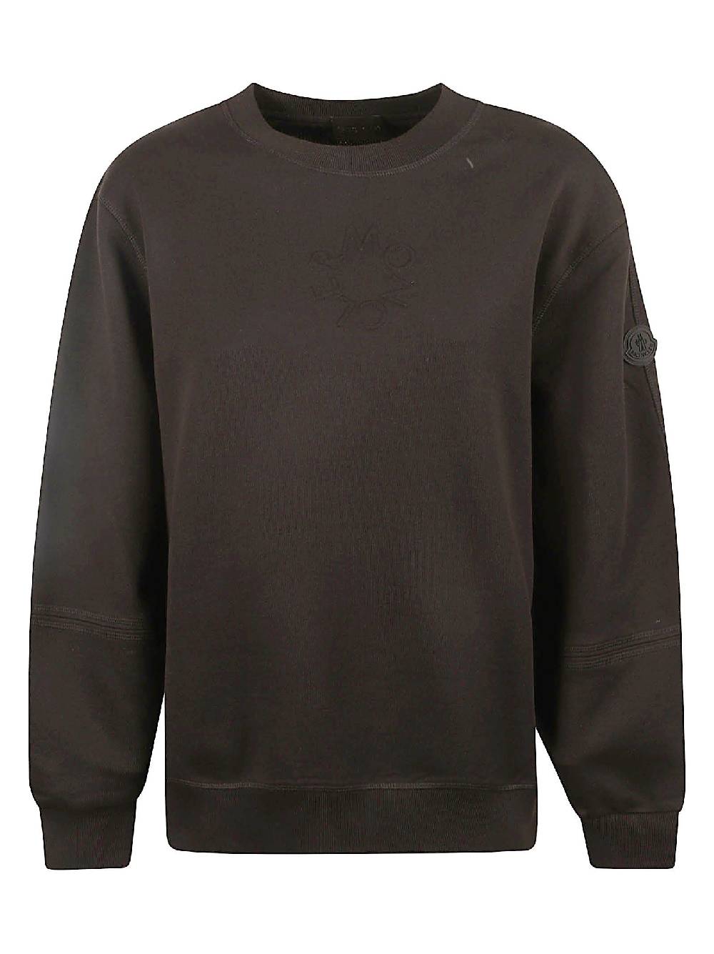 MONCLER  Felpa Moncler Nera in Cotone con Logo e Girocollo Spedizione Gratuita