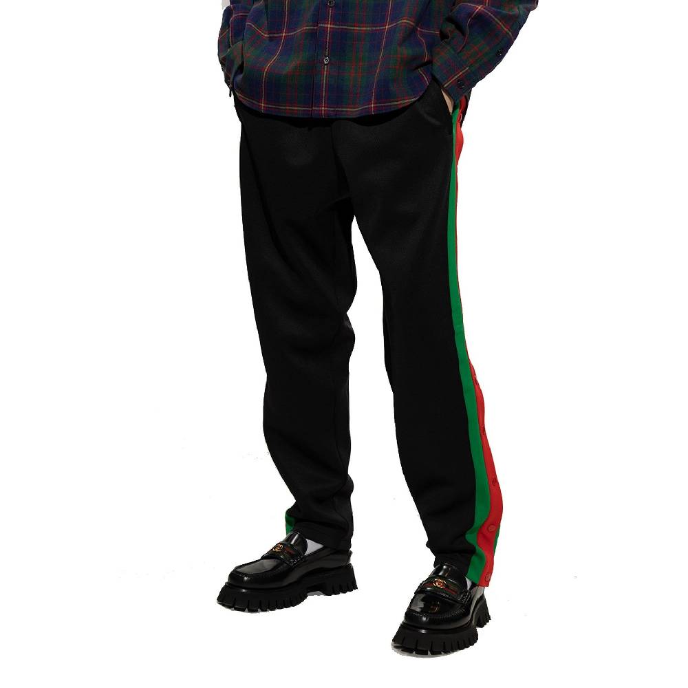 GUCCI  Pantaloni Sportivi GUCCI Neri in Neoprene con Righe per Uomo Negozi Online