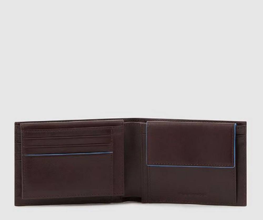 PIQUADRO  Portafoglio Piquadro Uomo in Pelle Marrone Scuro RFID Affare Del Giorno