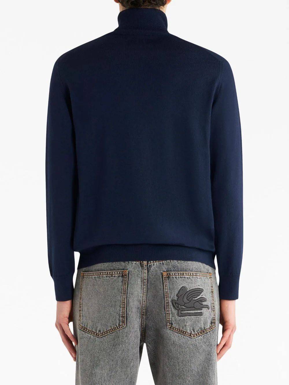 ETRO  Maglione Dolcevita Blu ETRO Uomo 100% Lana Vergine Novità