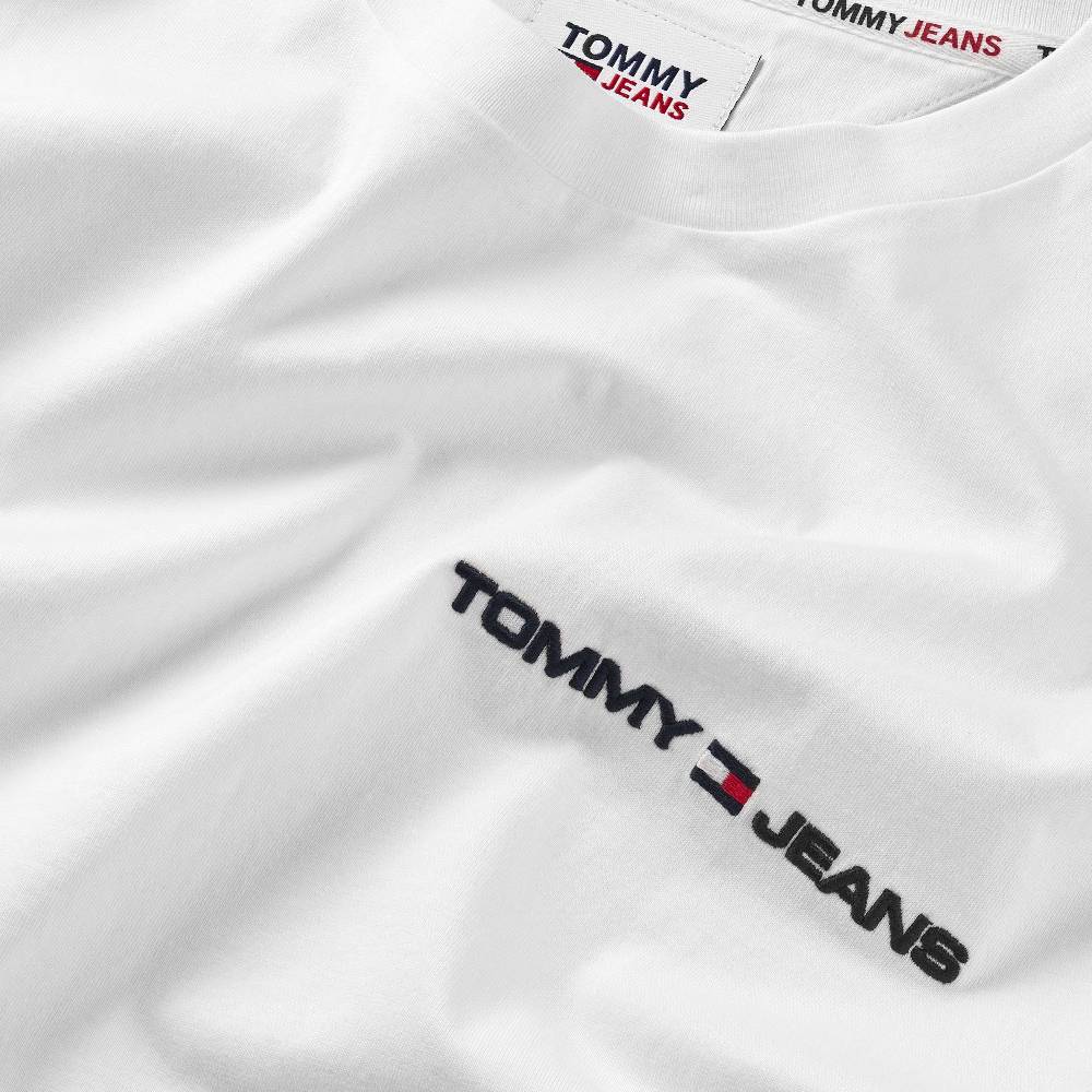 TOMMY JEANS  T-Shirt da Uomo Tommy Jeans Bianca in Cotone con Girocollo Online