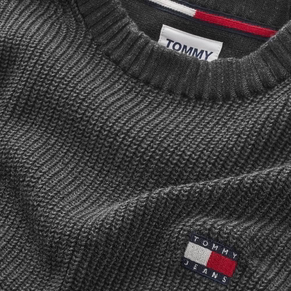 TOMMY JEANS  Felpa Uomo in Cotone Biologico Nera Tommy Jeans Outlet