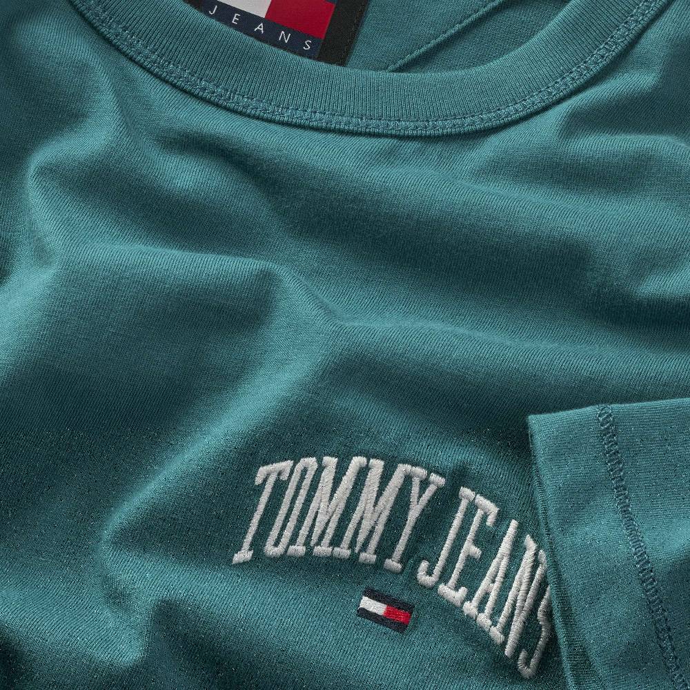 TOMMY JEANS  T-Shirt Cotone Verde Slim Fit Tommy Jeans Vendita Economica