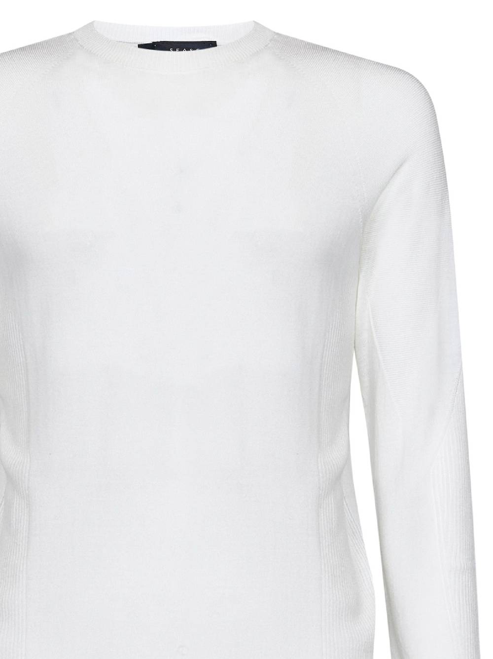 SEASE  Maglione Uomo SEASE Collo Rotondo Lana Vergine Bianco Moda