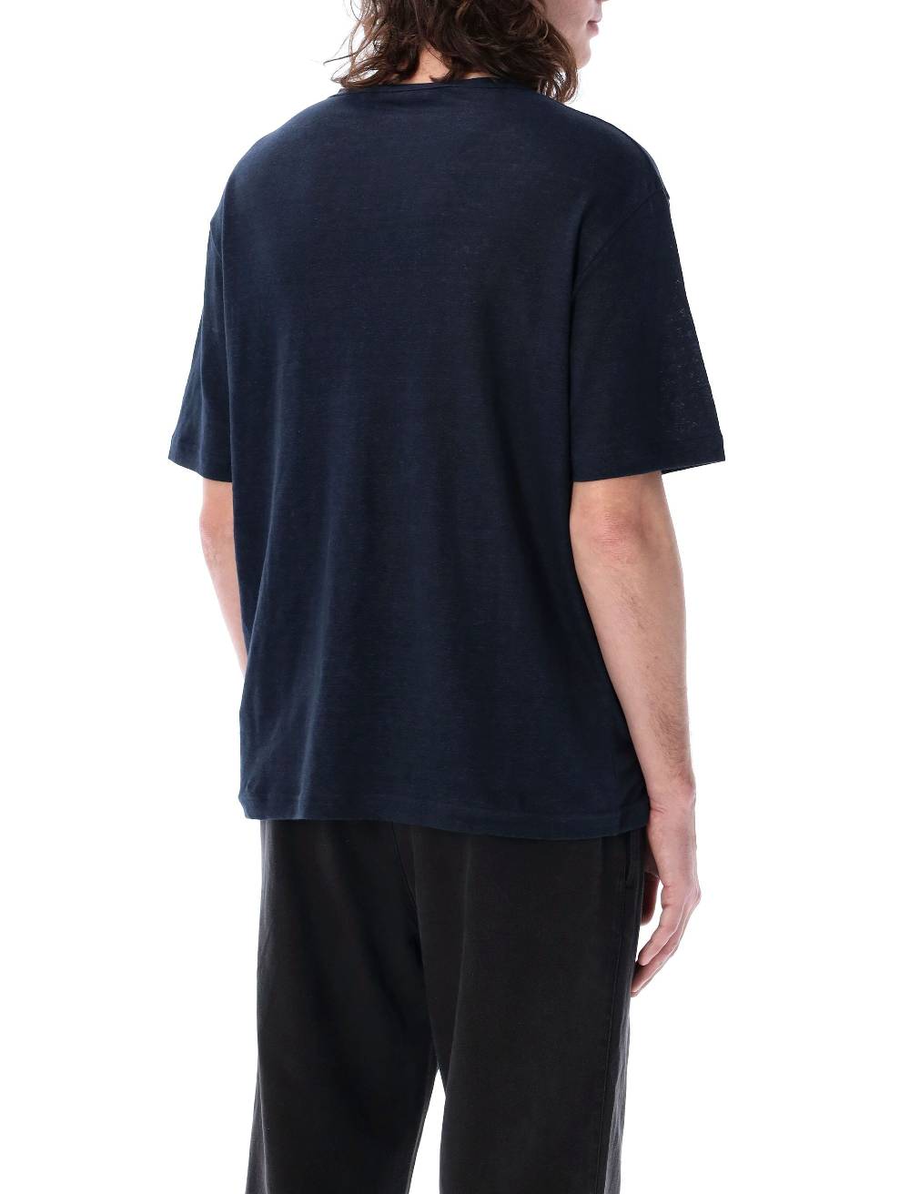 PALM ANGELS KIDS  T-Shirt Logo in Lino Nero Uomo Palm Angels Comprare a buon mercato