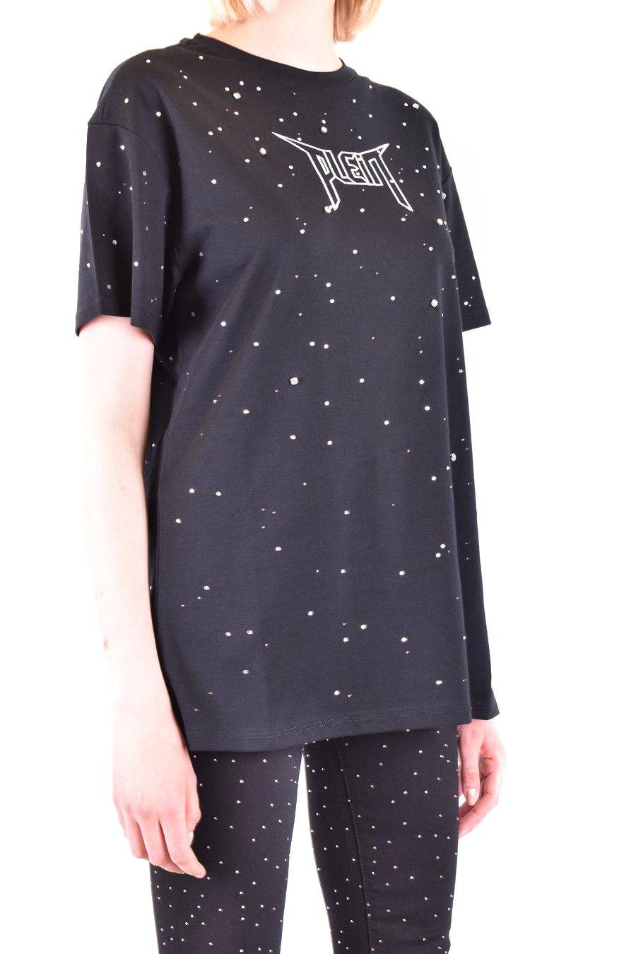 PHILIPP PLEIN  T-Shirt Nera in Cotone con Decorazioni in Vetro di Philipp Plein per Donna Fornitura limitata