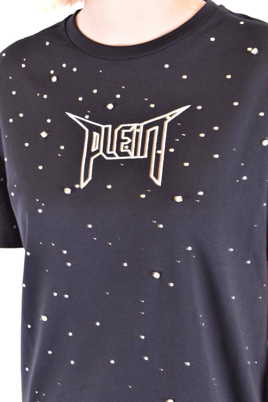 PHILIPP PLEIN  T-Shirt Nera in Cotone con Decorazioni in Vetro di Philipp Plein per Donna Fornitura limitata