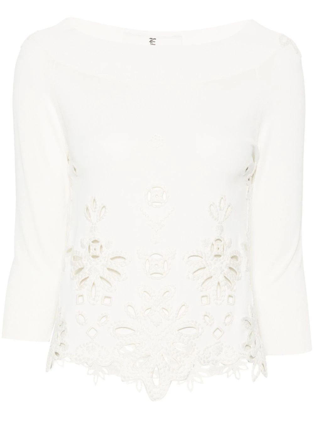ERMANNO SCERVINO  Maglione Bianco Scollo a Barca Ermanno Scervino Latest fashion