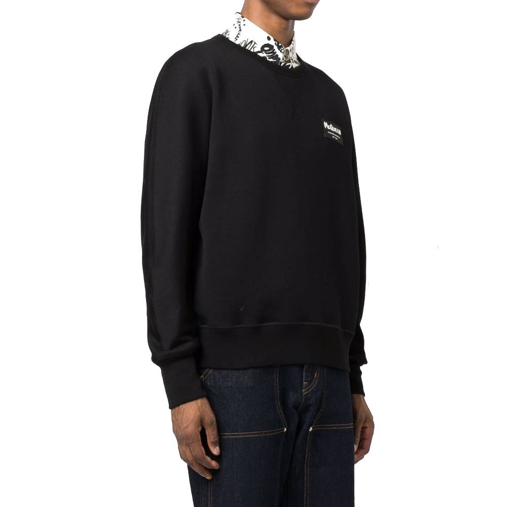 ALEXANDER MCQUEEN  Felpa Logo Cotone Nera Alexander McQueen Uomo Nuovi prodotti