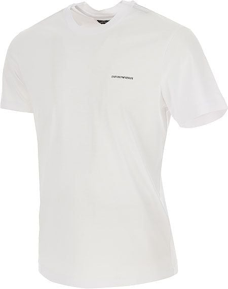 EMPORIO ARMANI  T-Shirt Logo Emporio Armani Bianca in Lyocell e Cotone per Uomo Offerta settimanale
