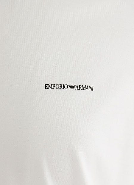 EMPORIO ARMANI  T-Shirt Logo Emporio Armani Bianca in Lyocell e Cotone per Uomo Offerta settimanale