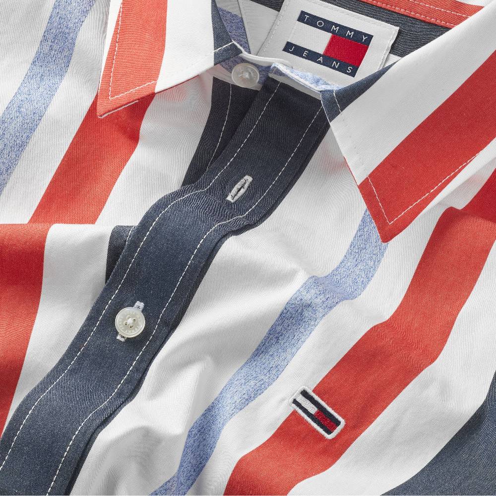 TOMMY JEANS  Camicia a Righe Multicolor in Cotone Tommy Jeans Fino al 55% di sconto