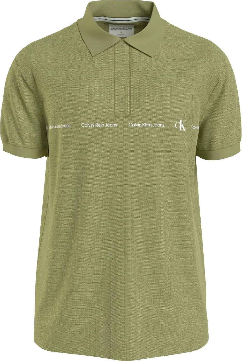 CALVIN KLEIN  Polo da Uomo Calvin Klein in Cotone Elasticizzato Verde Vendita Calda