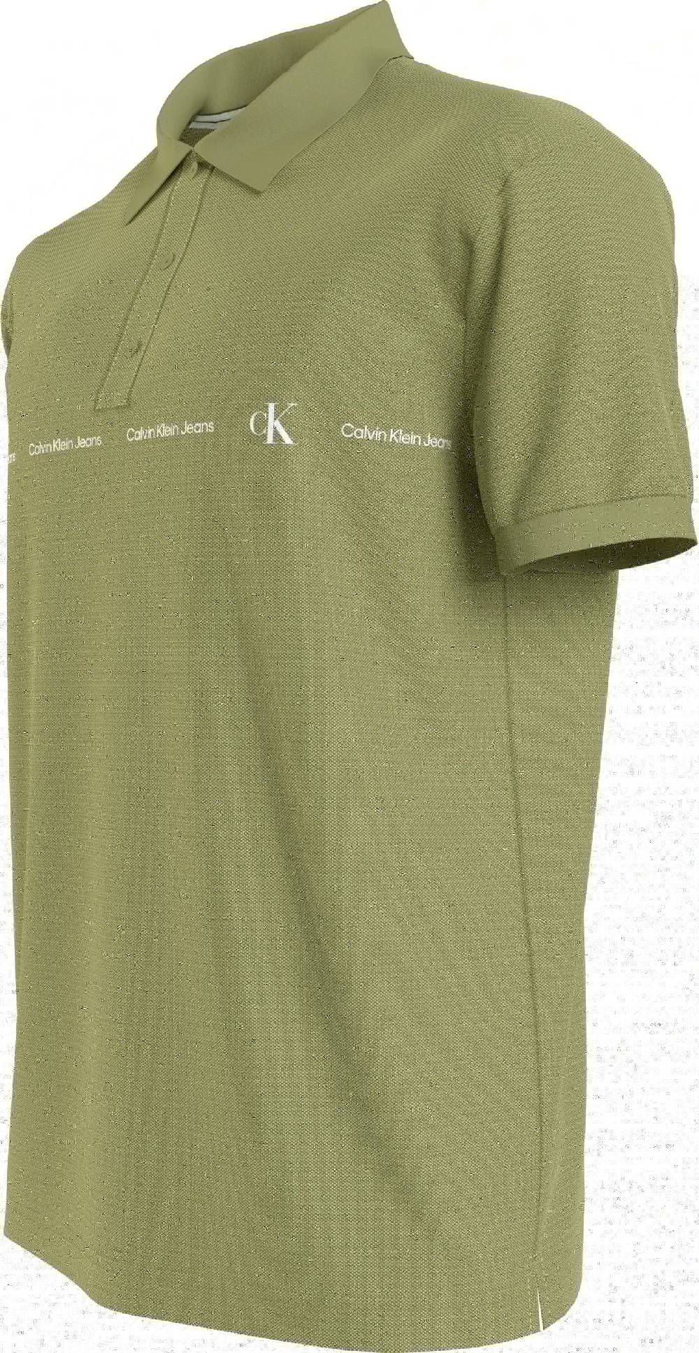 CALVIN KLEIN  Polo da Uomo Calvin Klein in Cotone Elasticizzato Verde Vendita Calda