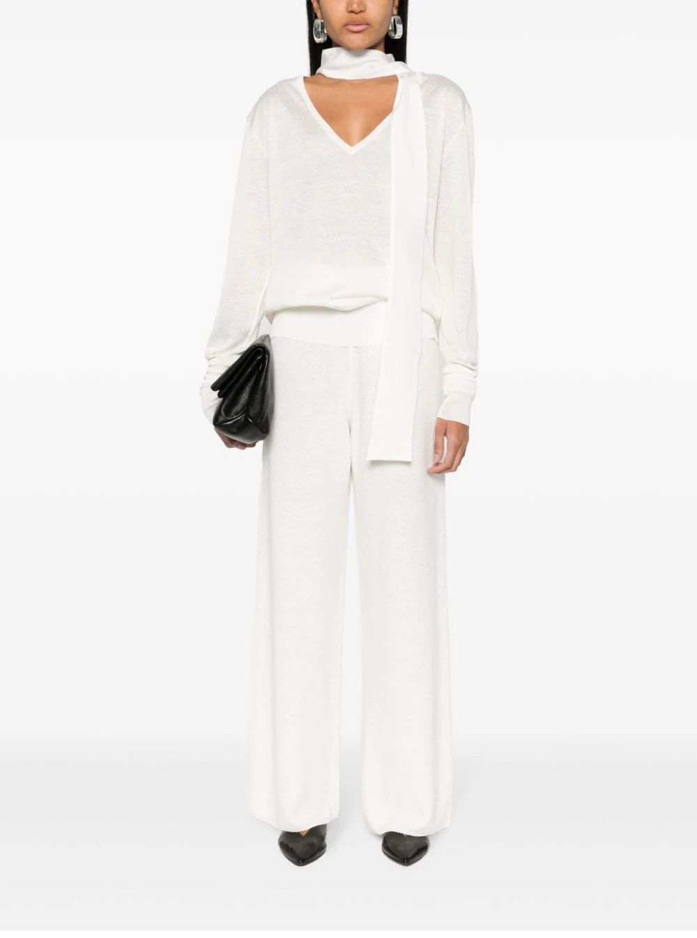 FABIANA FILIPPI  Top in Maglia Bianco Fabiana Filippi 60% Lino 40% Seta Negozio online di fabbrica