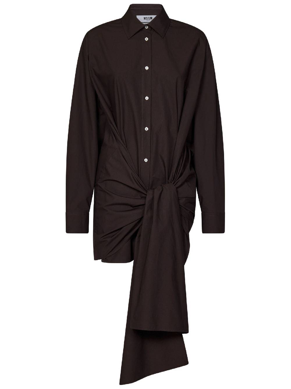 MSGM  Camicia Marrone in Cotone Oversized con Nodo MSGM Prezzo di fabbrica