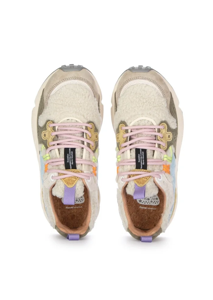 FLOWER MOUNTAIN | SNEAKERS YAMANO 3 SUEDE TEDDY BEIGE VERDE Nuovo