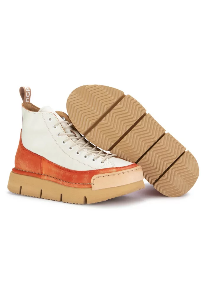 BNG REAL SHOES | SNEAKERS LA DINAMICA BIANCO PANNA ARANCIONE Vendita Calda
